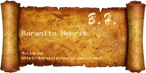 Barasits Henrik névjegykártya